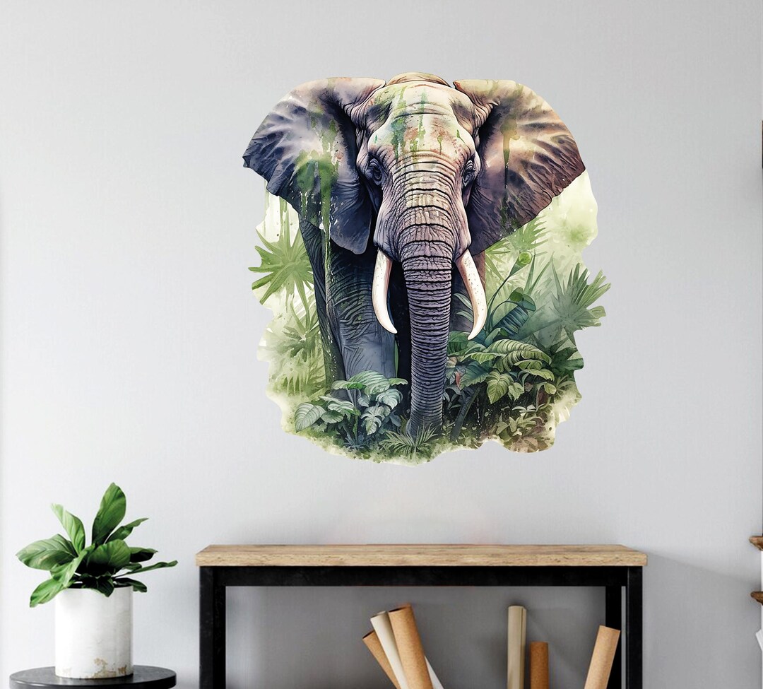 Wild Elephant Wall Decal - Animal Theme Wall Decor - Jungle Safari Wall ...