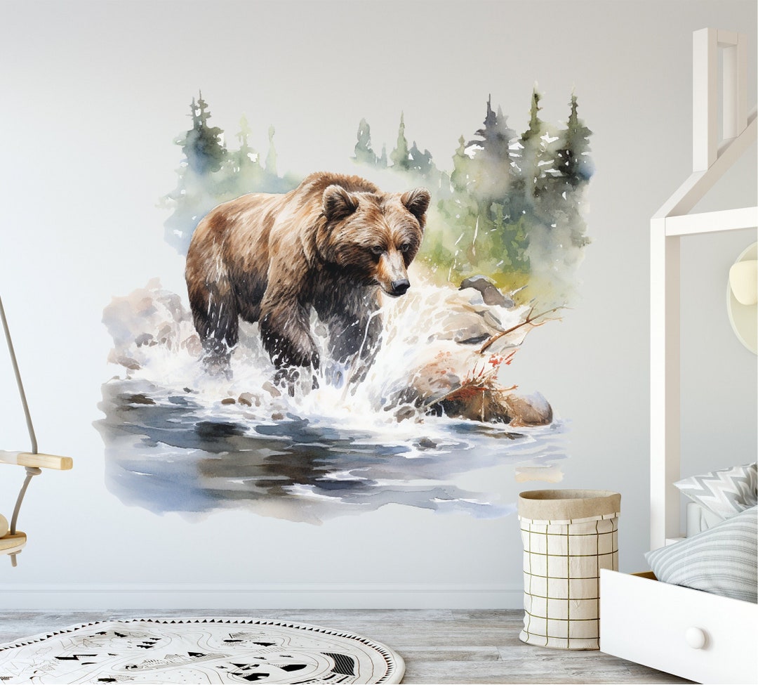 Bear Wall Decal - Nature Theme Animal Wall Decor - Wilderness ...