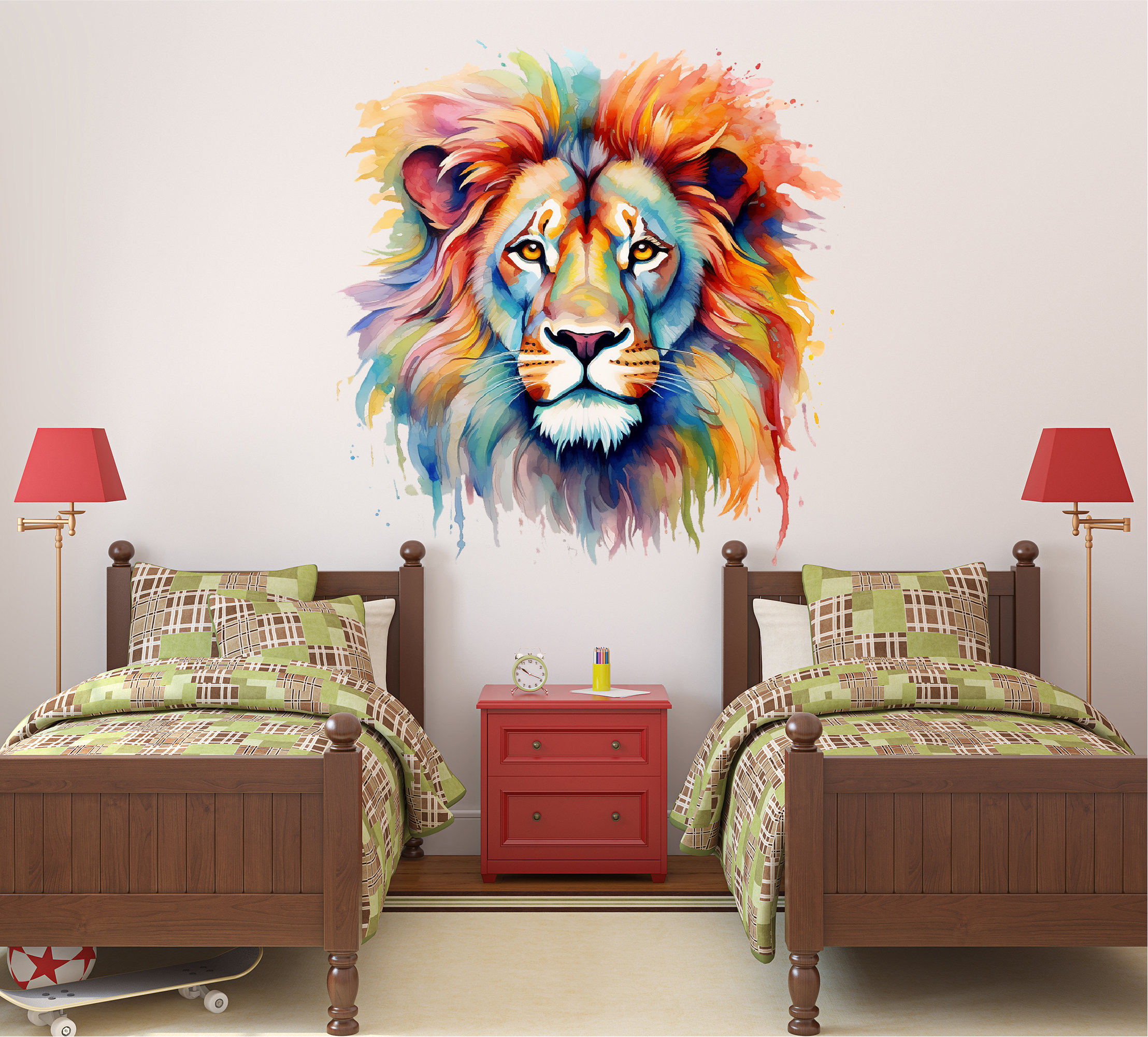 Colorful Lion Wall Decal - Jungle Animal Art Decor - Wall Sticker ...