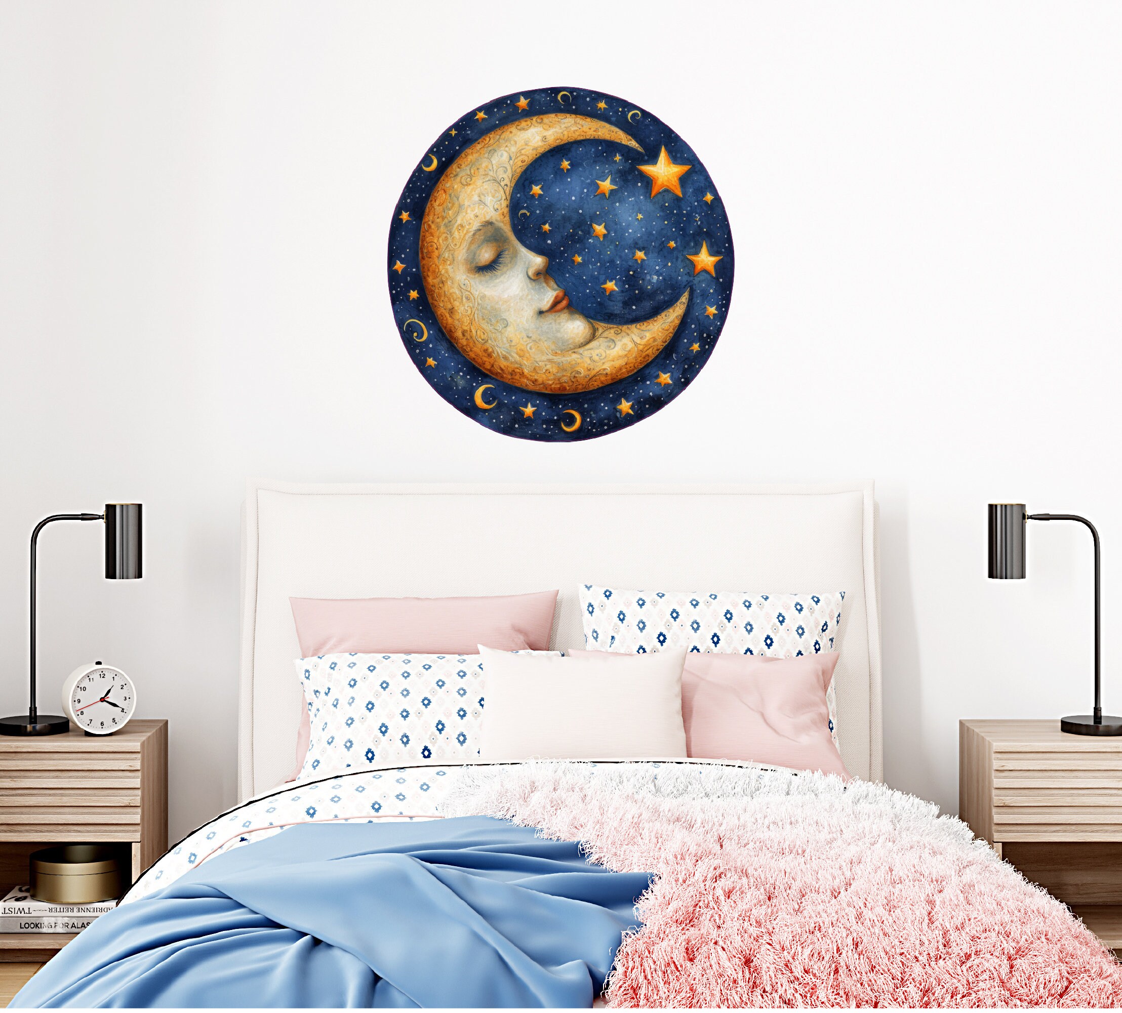 Ethereal Moon and Stars Art Print - Mystical Night Sky Decor - Charming ...