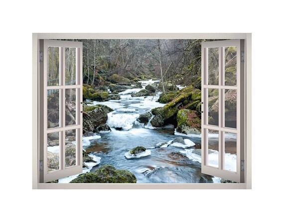 River Landscape Window 3d Wall Decal Art Removable Wallpaper Etsy Singapore