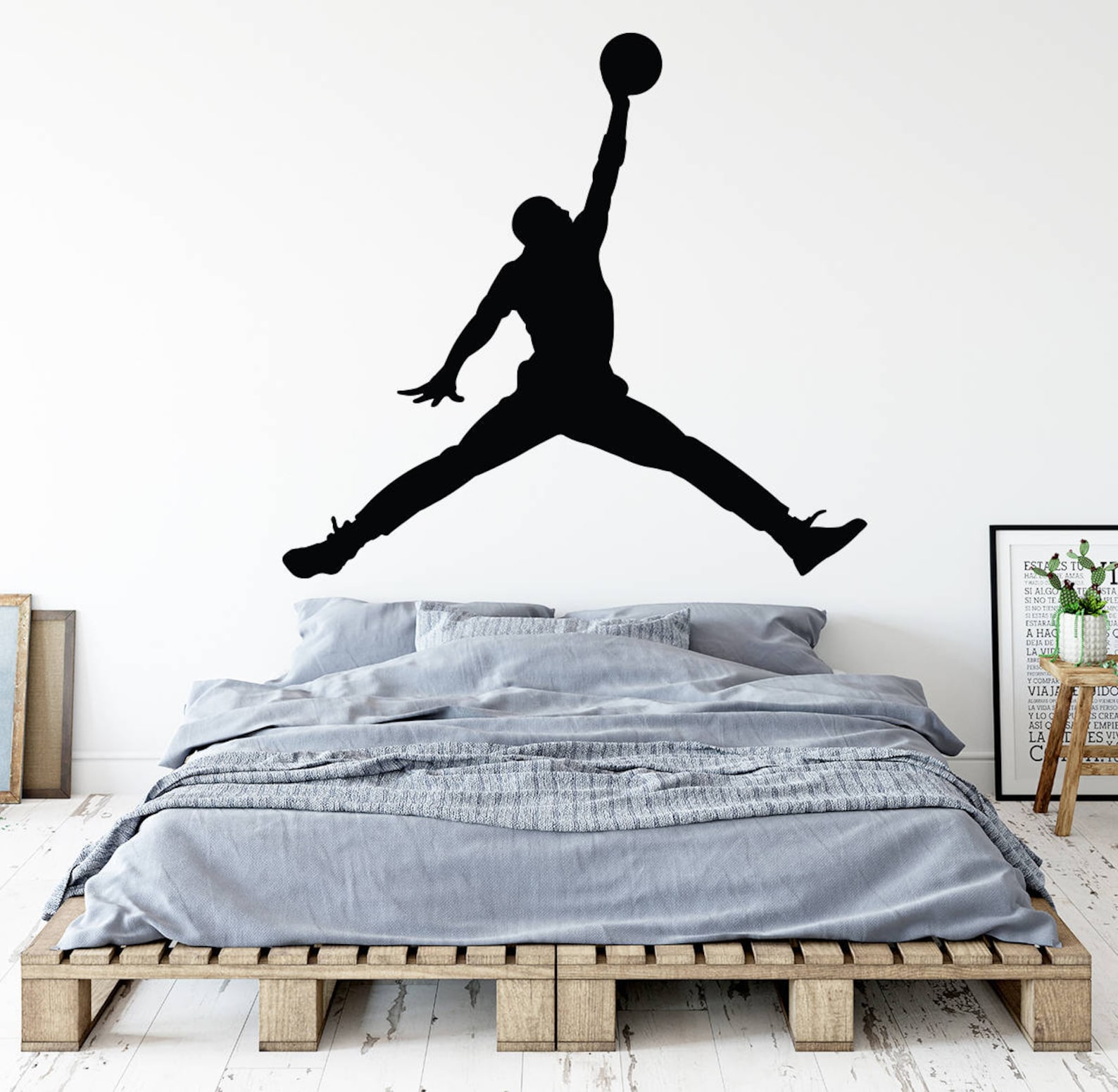 Michael Jordan Wall Decal Jumpman Decal Basketball Wall Etsy
