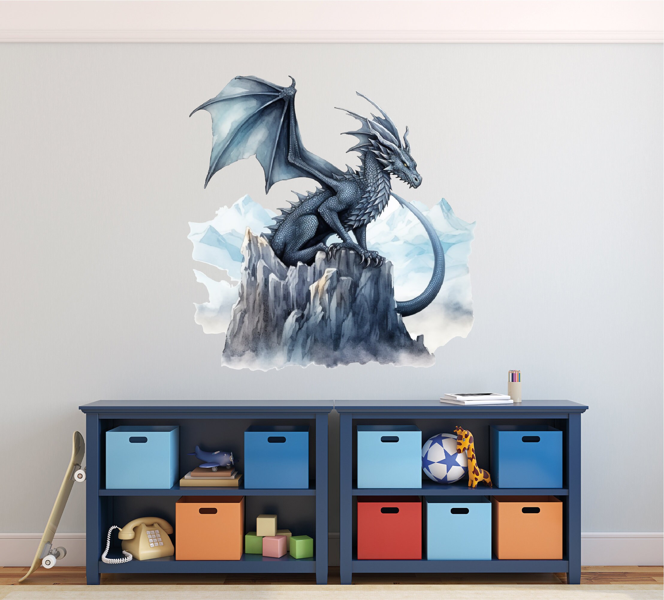 Fliegende Drache Wandaufkleber – Fantasy Vinyl Aufkleber, 67x86 Cm, Schwarz, Wasserdicht Für Wand, Glas Und Mehr