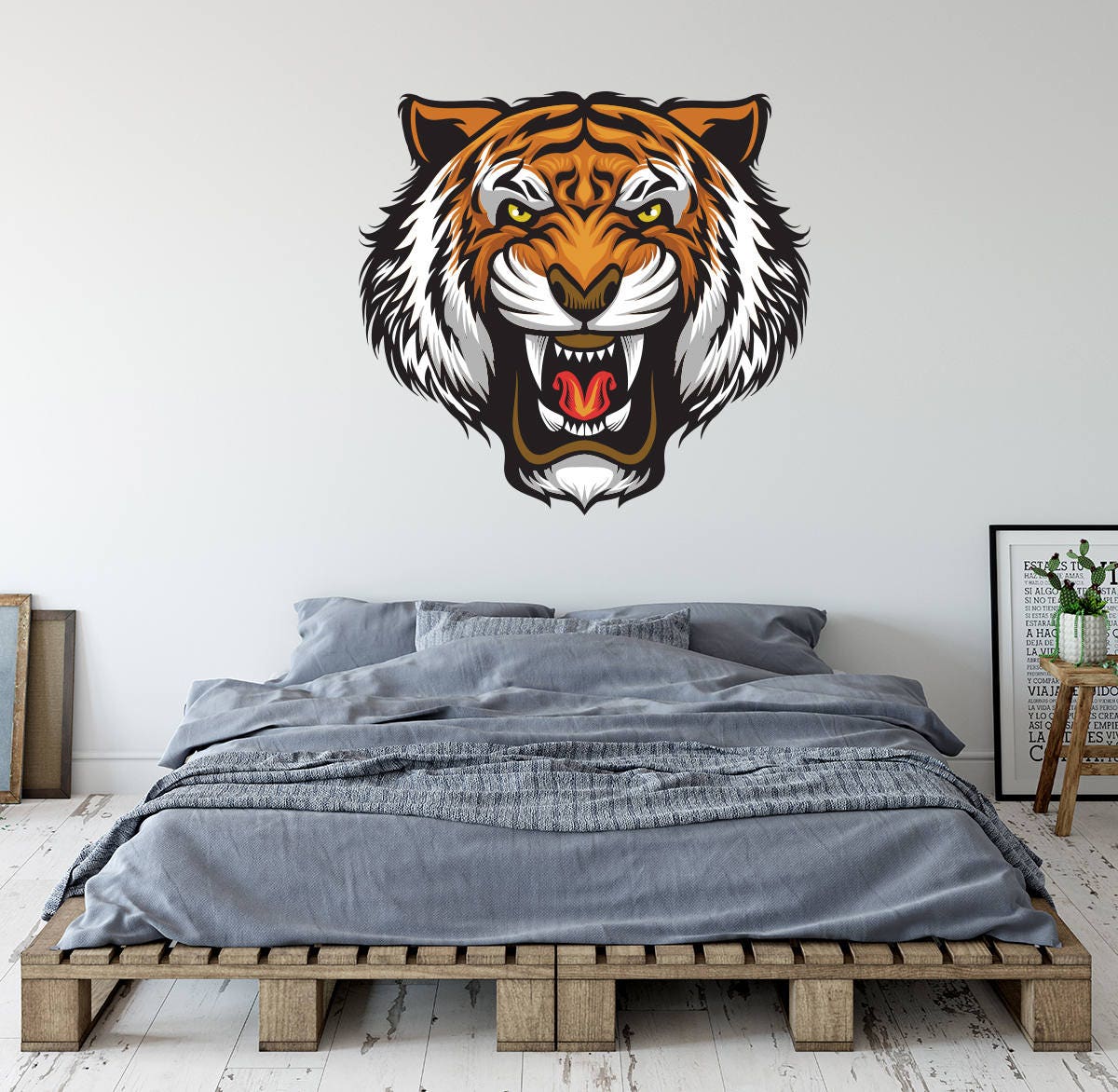 Tiger Wall Decal Animal Wall Decal Tiger Head Wall Art Etsy