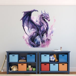 Purple Dragon Wall Decal - Magical Theme Wall Decor - Fantasy Purple ...