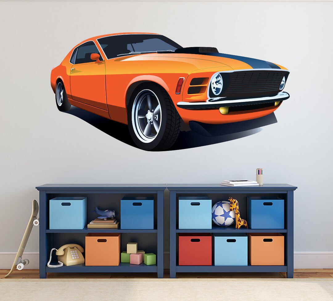 Muscle Car Wall Decal Mustang Car Wall Art Boys Room Decor Vinyl Racing