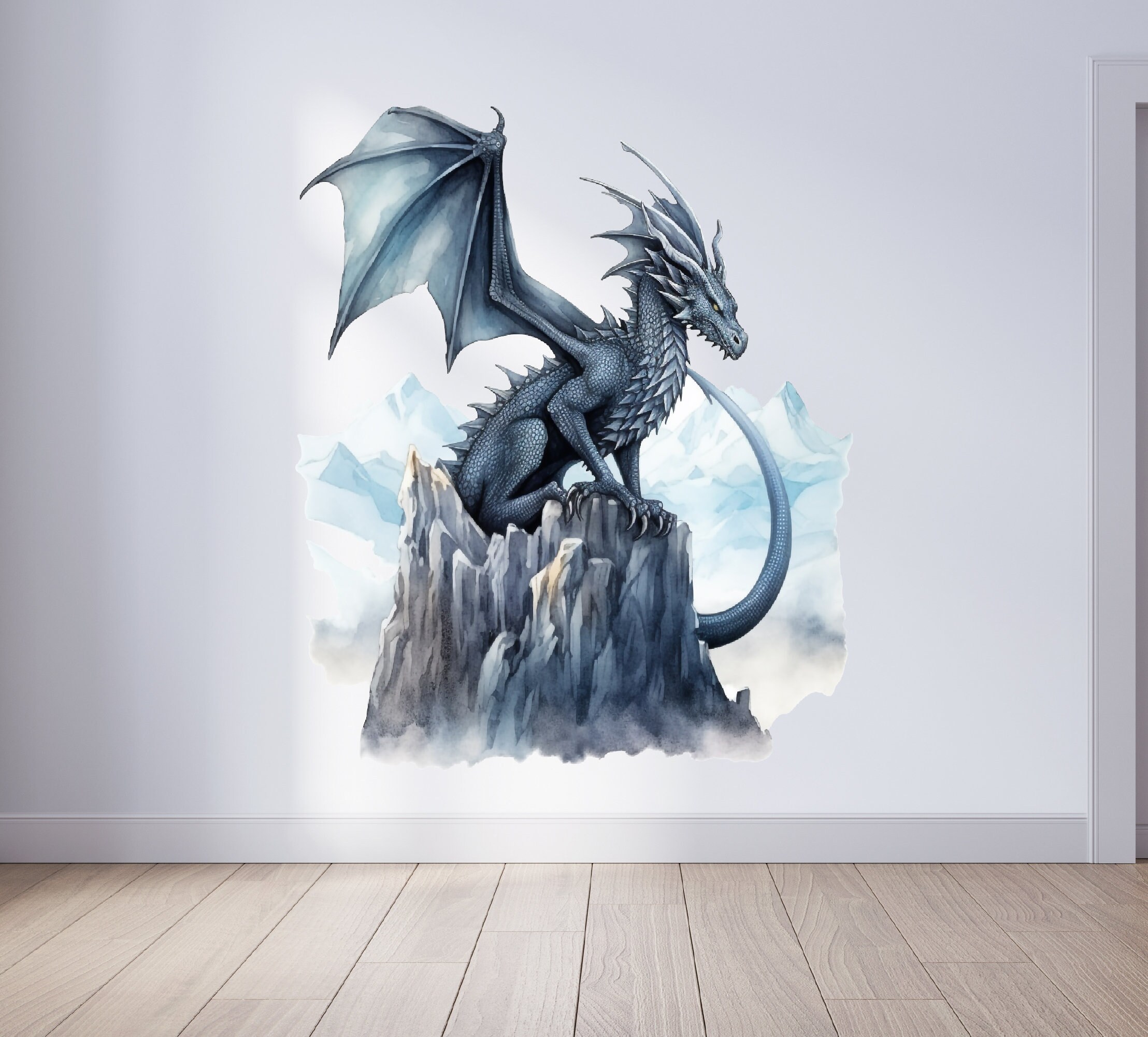 Fliegende Drache Wandaufkleber – Fantasy Vinyl Aufkleber, 67x86 Cm, Schwarz, Wasserdicht Für Wand, Glas Und Mehr