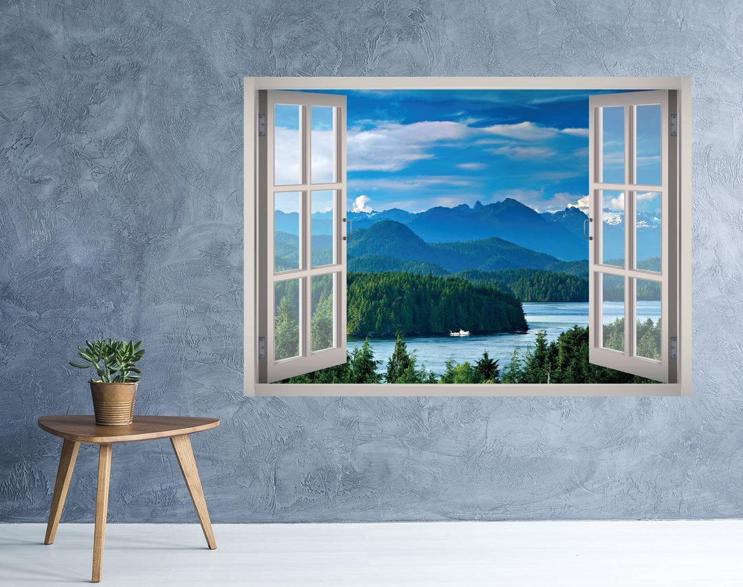 Lake Mountain View Wall Decal Lake Landscape View Wall Art Mountains 3D