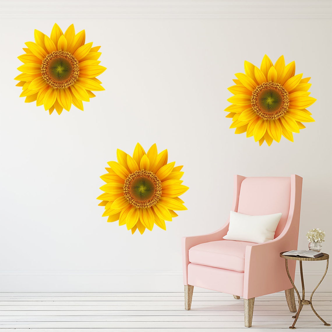 Sunflower Wall Decal Nursery Wall Art Floral Pattern Peel & - Etsy