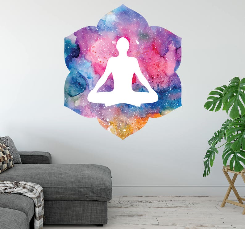 Yoga Wall Decal Mandala Wall Decal Namaste Lotus Flower | Etsy