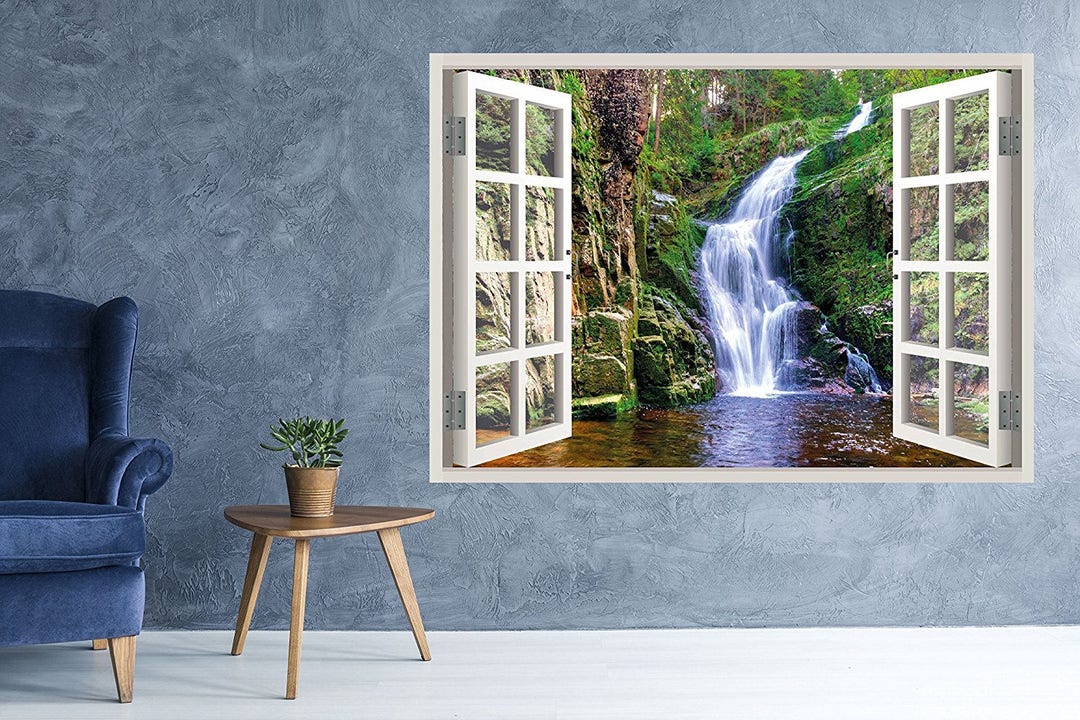 Waterfall View Window 3D Wall Decal Art Removable Wallpaper Mural - Etsy