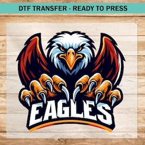 Eagles-Team-DTF-Transfer, Eagles-Maskottchen-DTF-Transfers bereit zum Pressen für Bekleidung, Eagles-Fußball-Baseball-T-Shirt, Heißpress-DTF-Druck