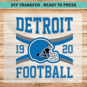 Detroit Football DTF Transfer, Custom DTF Transfers Ready to Press, DTF Print Retro Detroit Football T-Shirt Football Fan Team Gift
