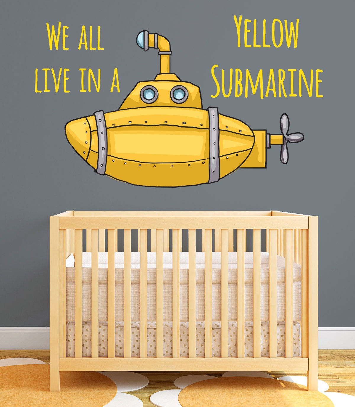 We All Live in a Yellow Submarine Wall Decal Quote Vinyl Wall Etsy