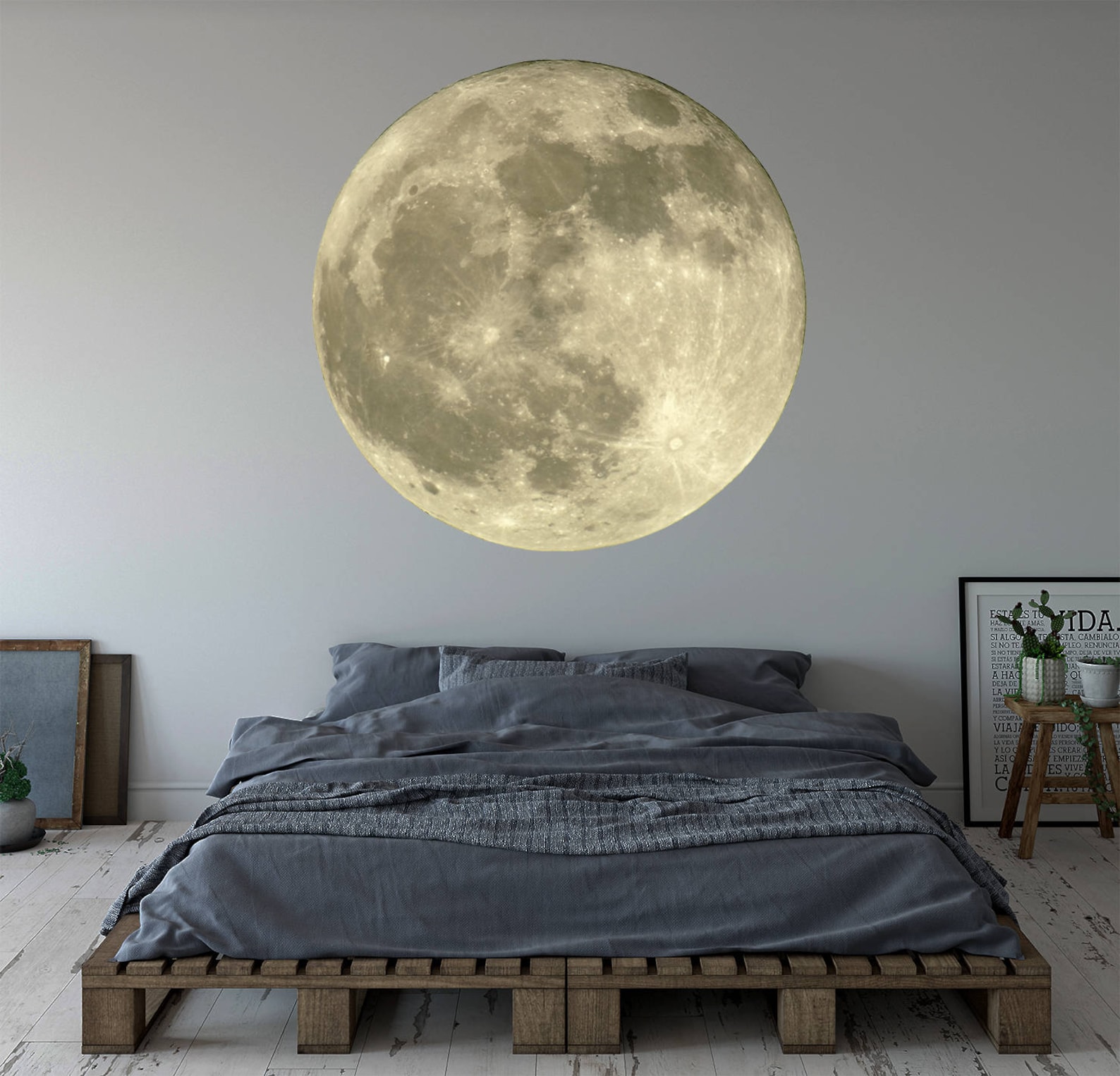 Moon Wall Art Decal Mural Space Theme Wall Decor Etsy