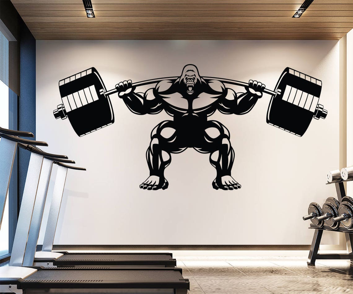 Gorilla Gym Wall Decal Lifting Gorilla Fitness Motivation Etsy