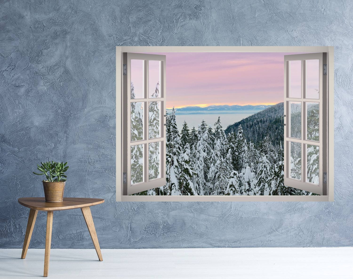Nustila Removable Wall Stickers/Wall Mural - Nature Green Trees Snow