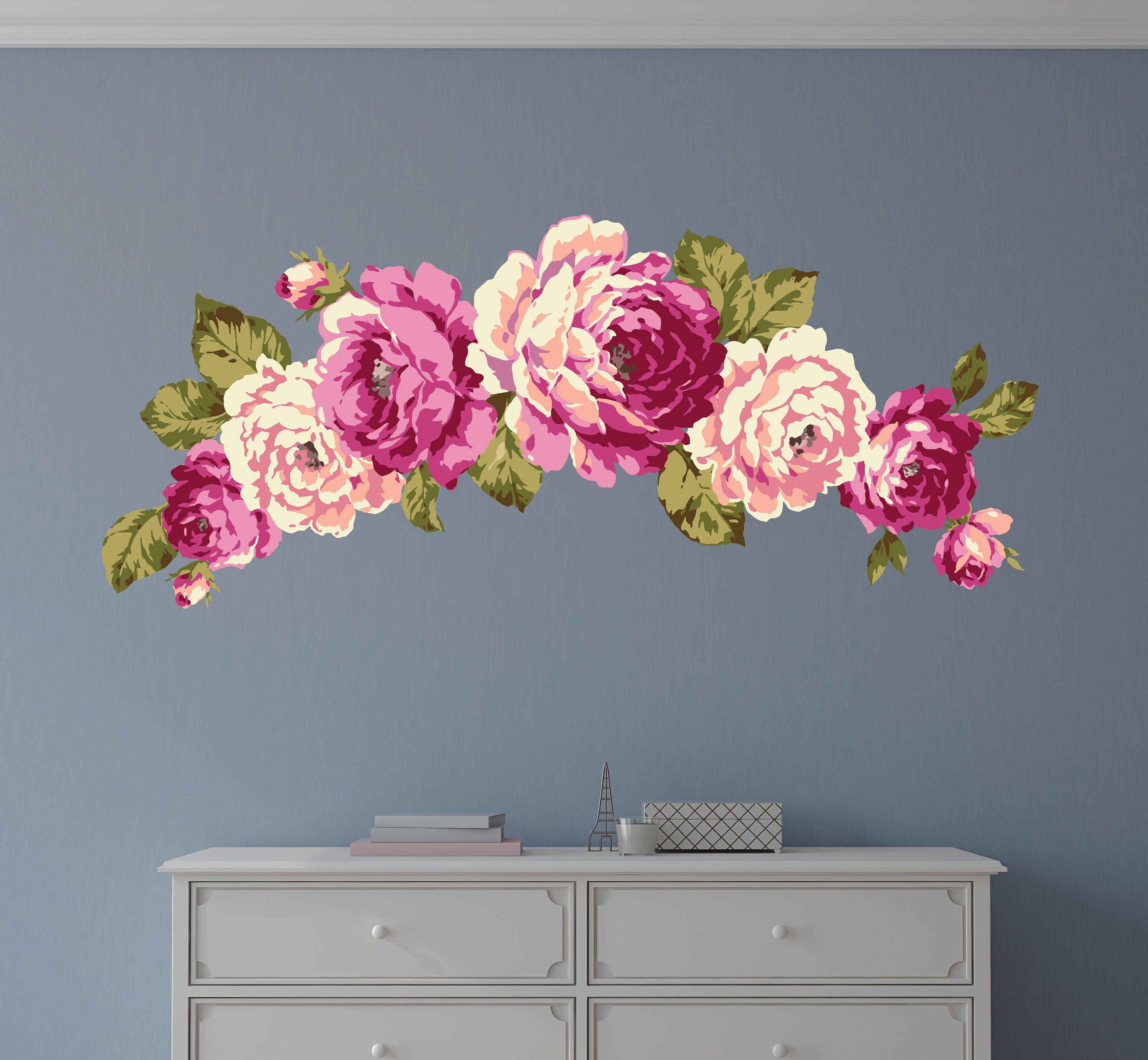 Floral Wall Mural - Watercolor Peony Wall Art - Floral Removable ...