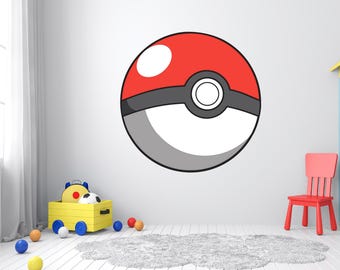 Fan Wall Art - Pokeball Decal - Kids Room Wall Decor Playroom Vinyl Sticker