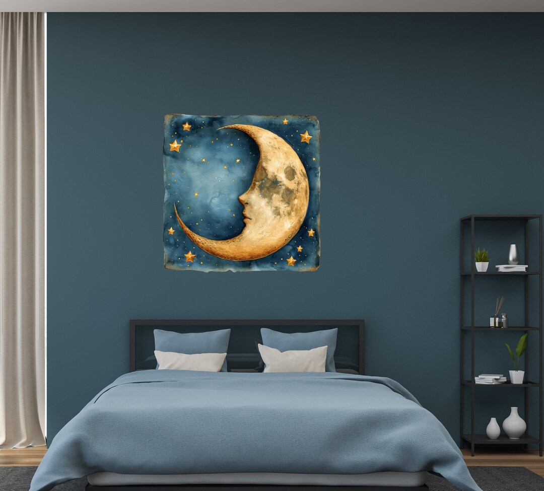 Mystical Moon and Stars Wall Decal - Night Sky Theme Decor ...