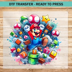 Cartoon DTF Transfer, Game Movie DTF Transfers Ready to Press for Apparel, Videogame Character Heat Press T-shirts for Kids