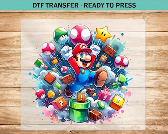 Trasferimento DTF di cartoni animati, trasferimenti DTF di film di giochi pronti per la stampa per abbigliamento, magliette termopressate per personaggi di videogiochi per bambini