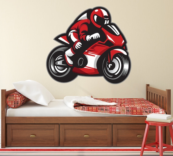 Moto GP Wall Decal Rider Motorcycle Decal Kids Boys Room Wall