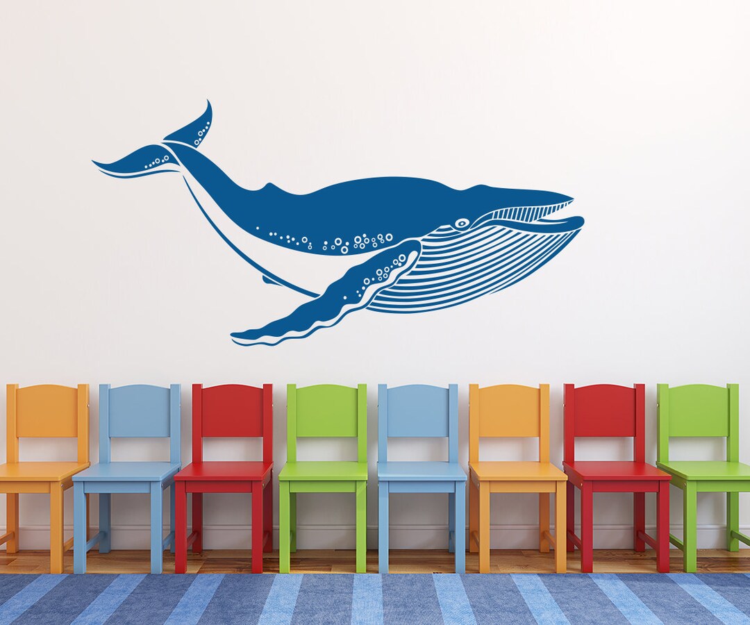 Whale Wall Decal Art Kids Playroom Bedroom Nursery Vinyl Wall Decor - Etsy