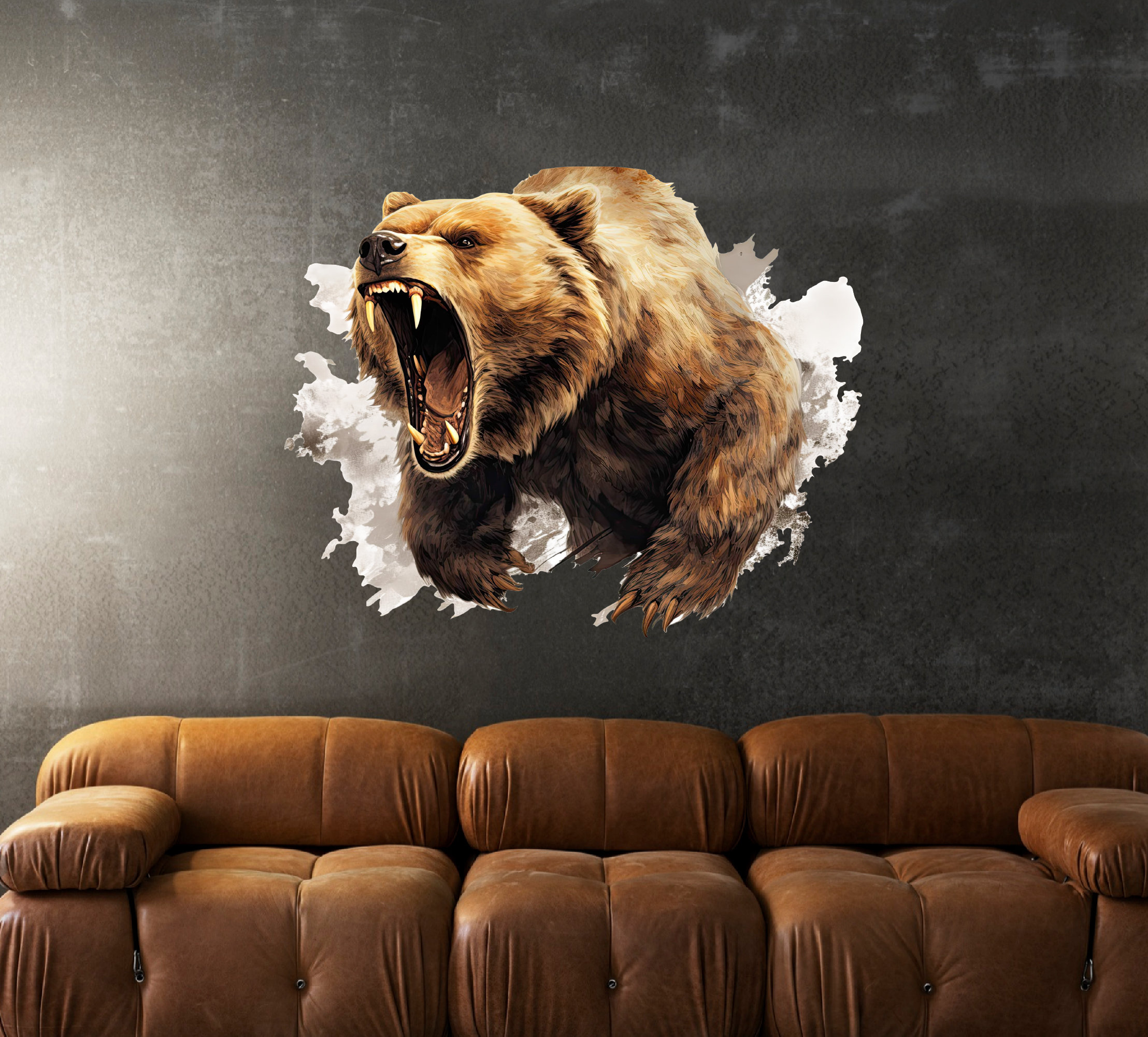 Ferocious Roaring Bear Wall Decal - Wild Nature Theme Decor ...