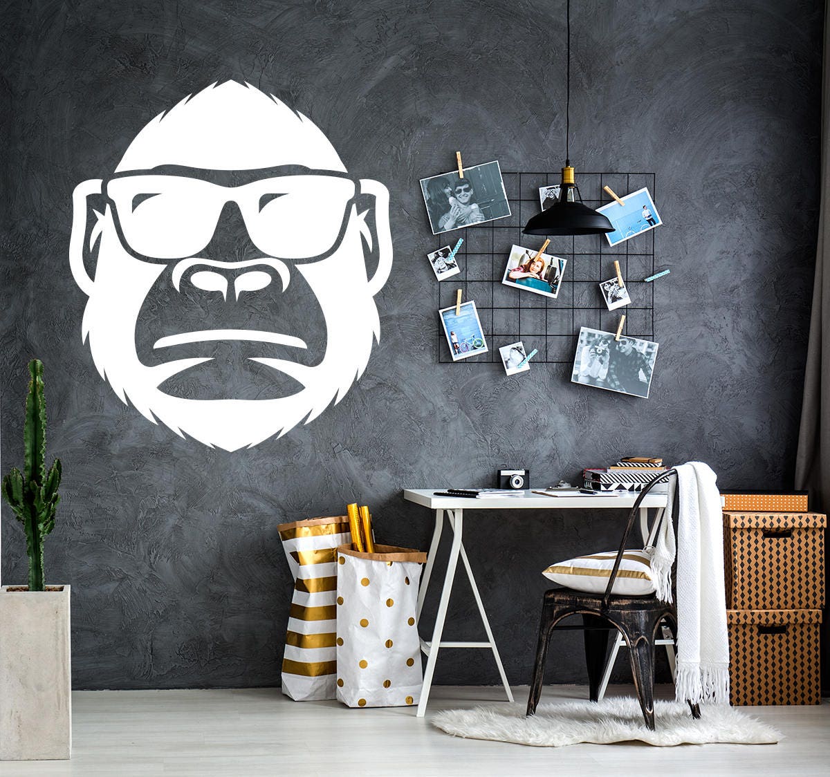 Monkey Wall Decal Hipster Monkey Wall Art Vinyl Sticker - Etsy