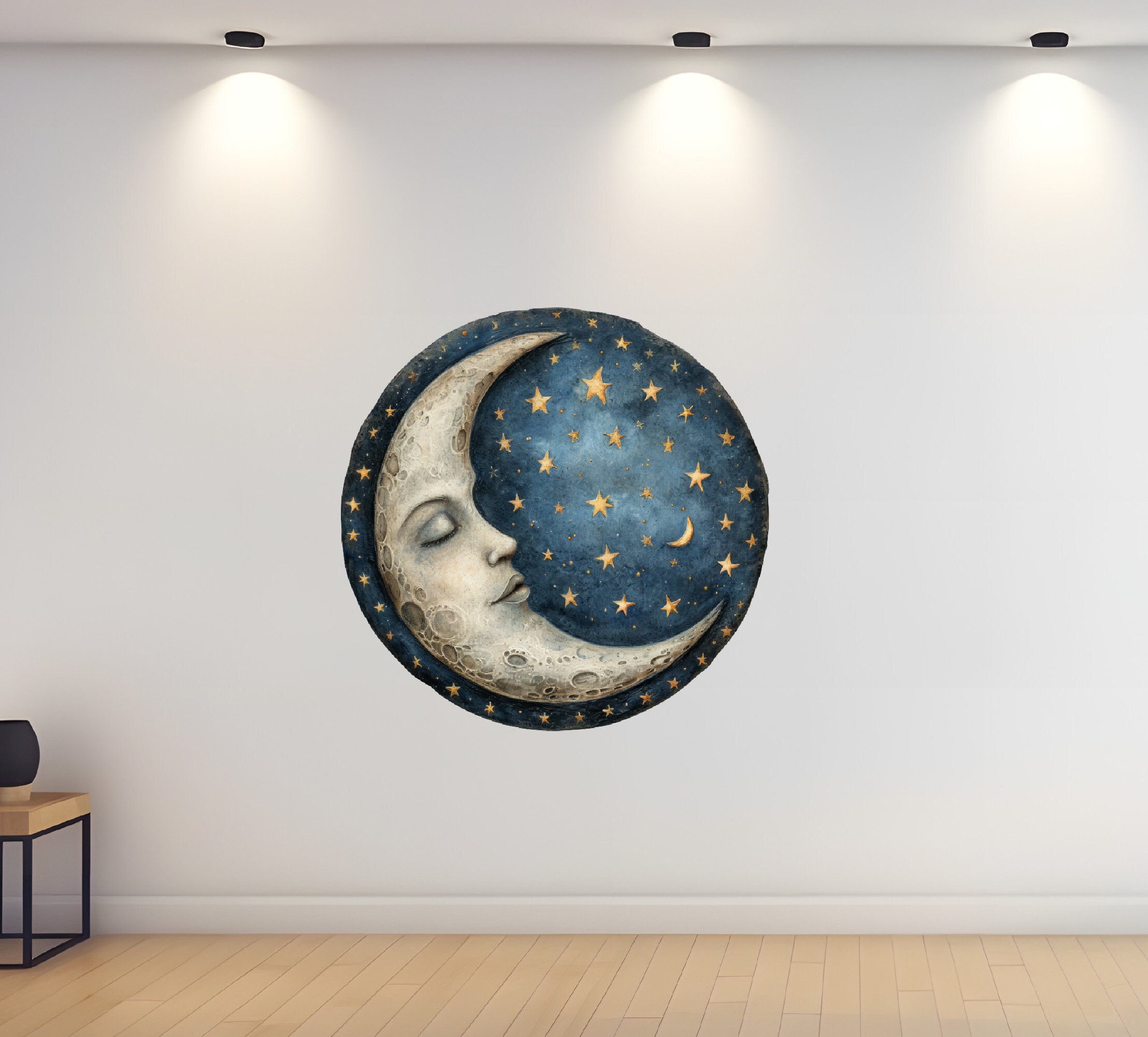 Dreamy Moon and Stars Wall Sticker - Cosmic Night Sky Decor ...
