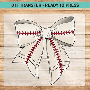 Baseball Bow DTF Transfer, Coquette Bow DTF Transfers Ready to Press, Sports Baseball Mom Design T-shirts Custom Heat Transfer DIY