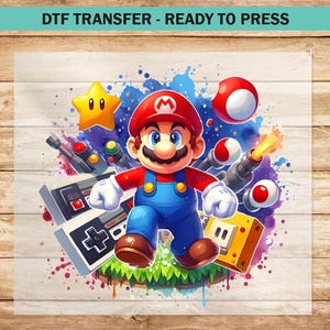 Super Cartoon DTF Transfer, Watercolor Movie DTF Transfers Ready to Press for Apparel, Videogame Character Heat Press T-shirts for Kids