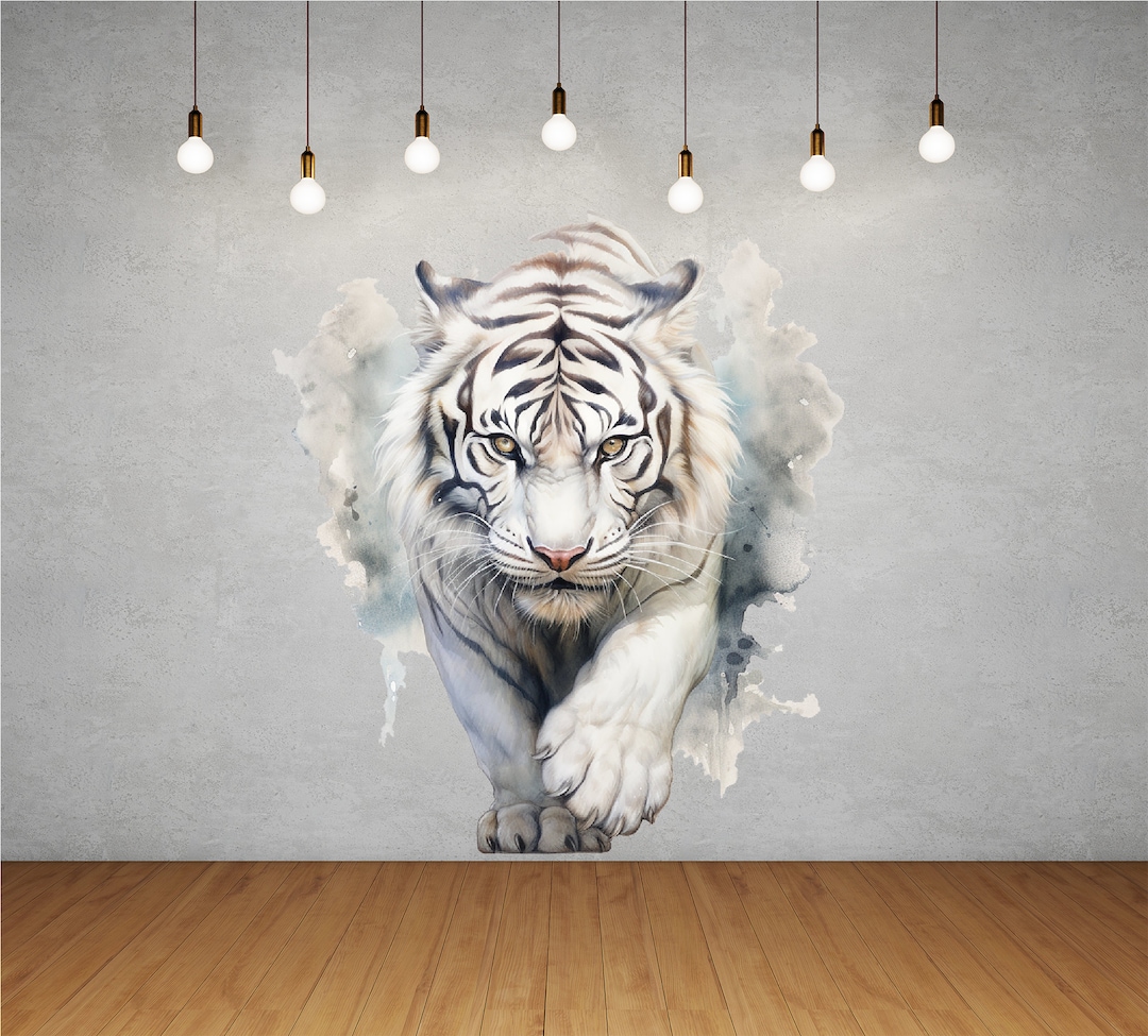 Fierce Tiger Wall Decal - Nature Theme Decor - Walking Tiger Wall Art ...