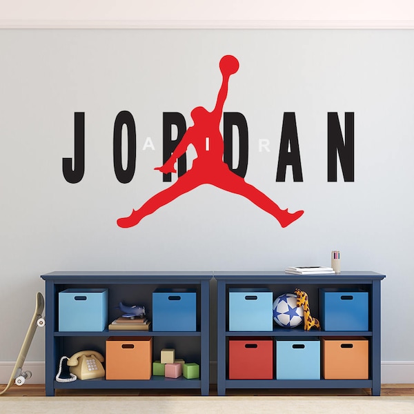 Michael Jordan Wall Decal - Basketball Wall Decal - Sports Jumpman Wall Art - Boys Room Kids Vinyl Wall Decal Sticker