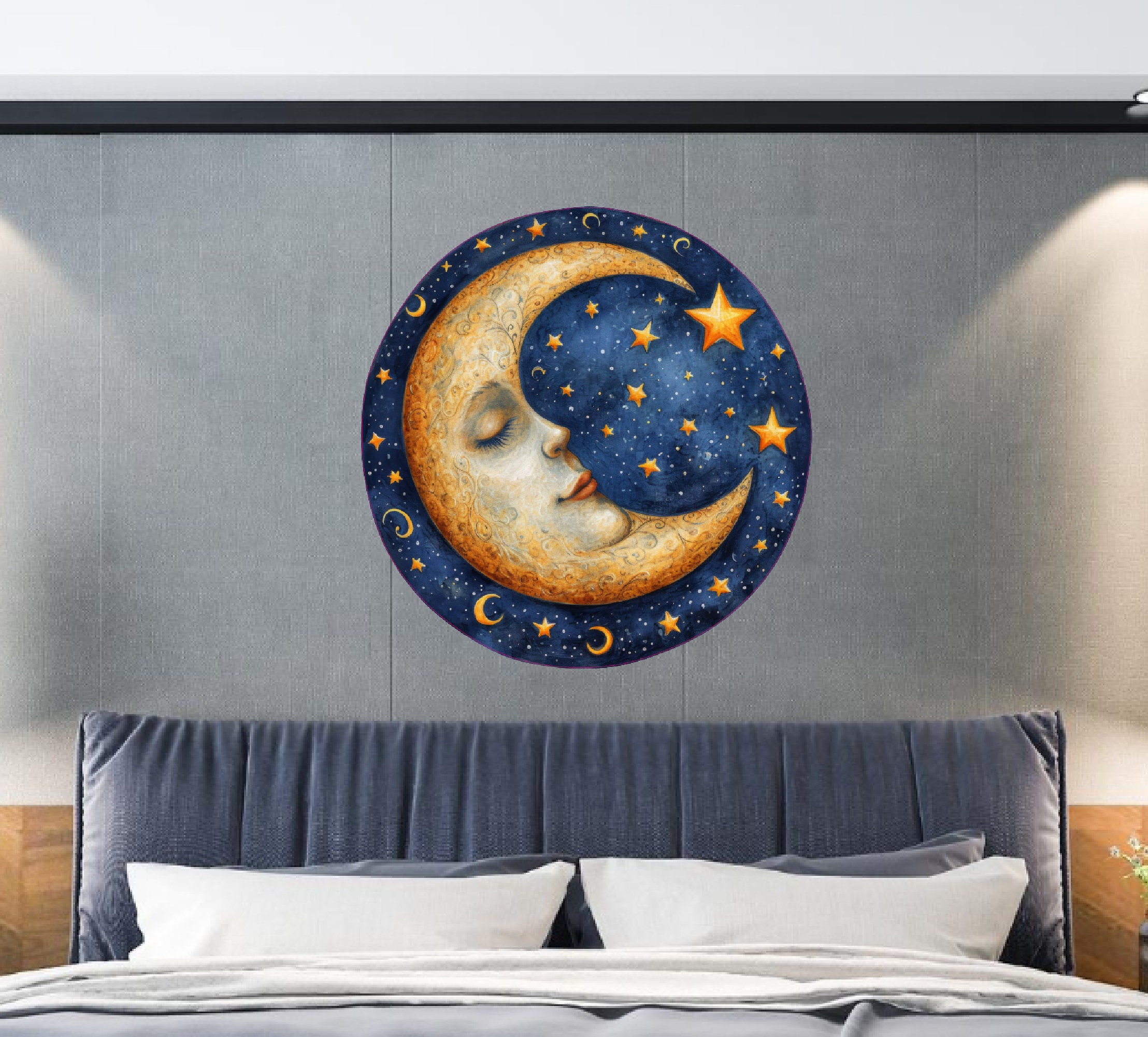 Ethereal Moon and Stars Art Print - Mystical Night Sky Decor - Charming ...