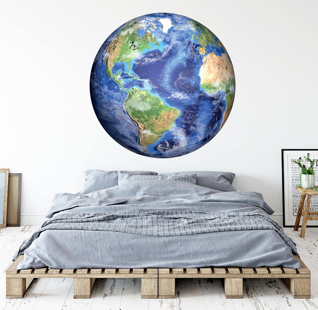 Earth Wall Decal - Planet Wall Art - Bedroom Wall Decal - Earth Wall ...