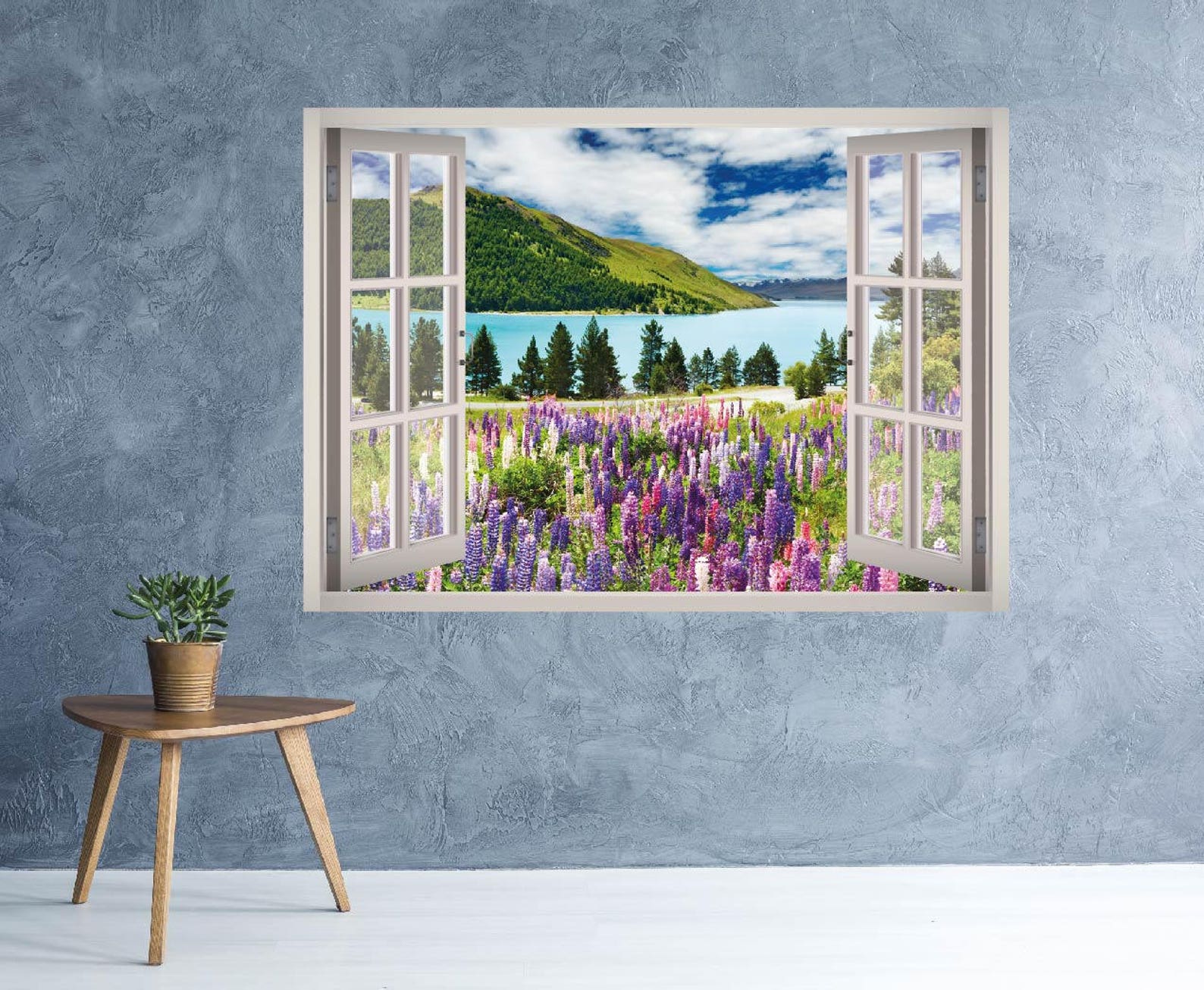 Lavender Fields Landscape Wall Decal Mountain Scene Wall Art Etsy