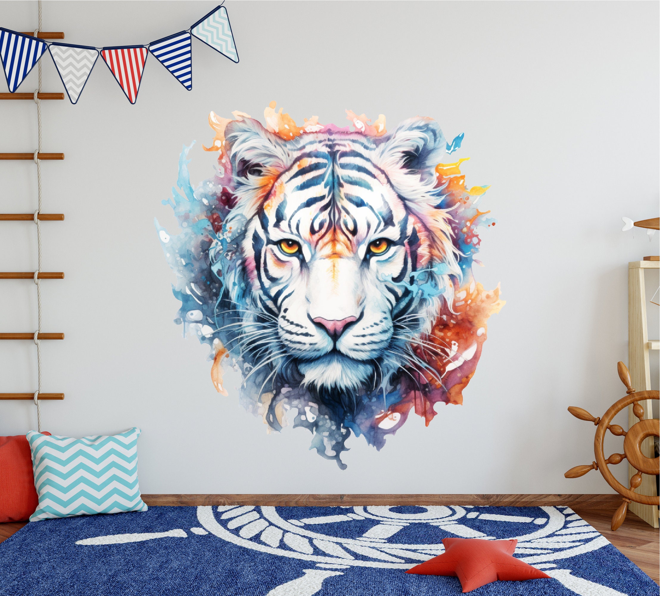 Tiger Wall Decal Tiger Jungle Animal Vinyl Wall Art Wall Decal