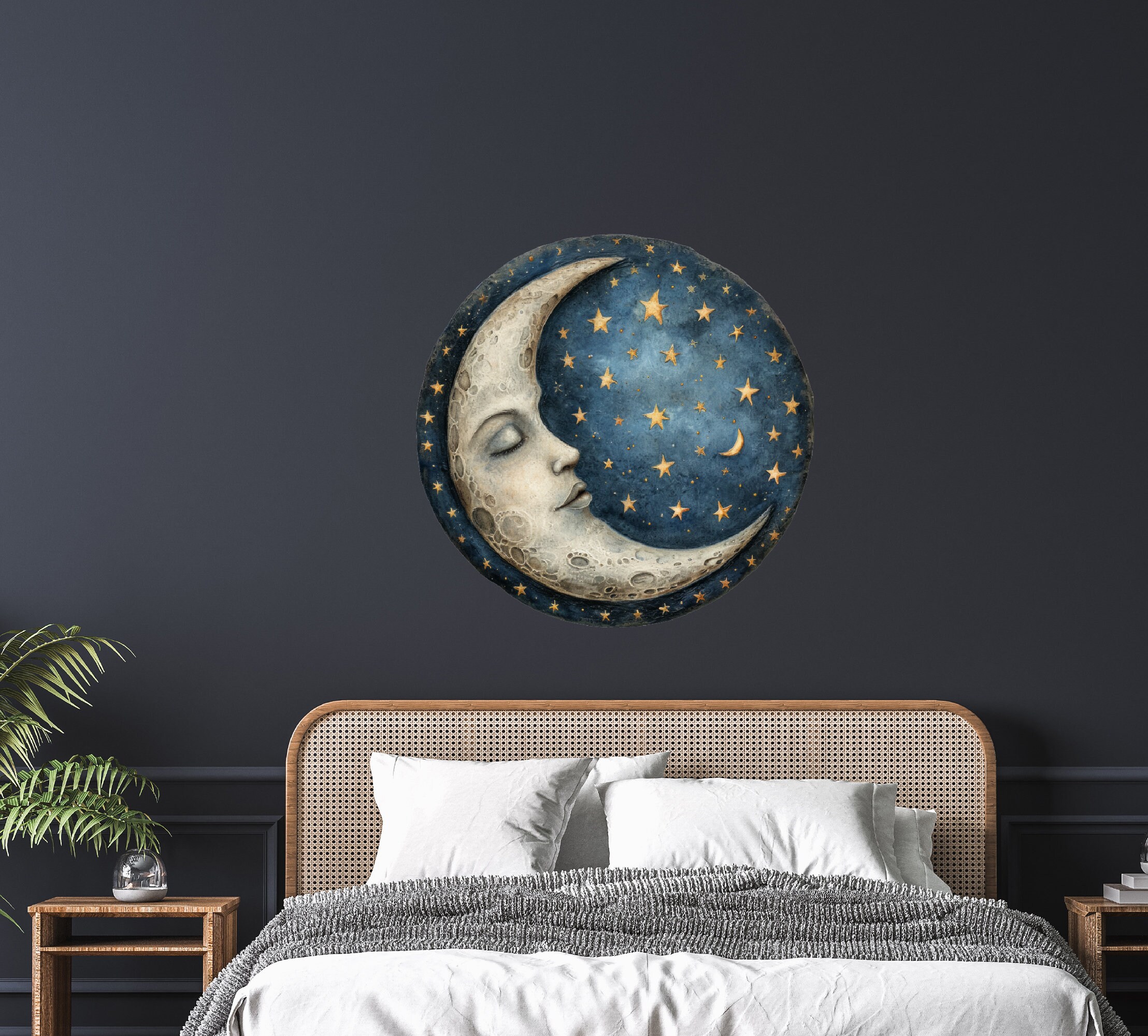 Dreamy Moon and Stars Wall Sticker - Cosmic Night Sky Decor ...