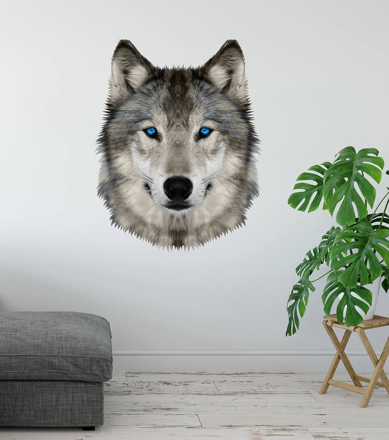 Wolf Wall Decal Wolf Head Mural Wall Sticker Animal Wolf Etsy