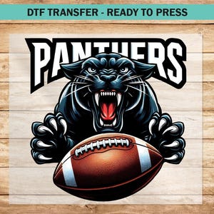 Panthers Football DTF Transfer, Panthers Mascot DTF Transfers Ready to Press for Apparel, Panther Team Spirit T-shirts Heat Press DTF Print