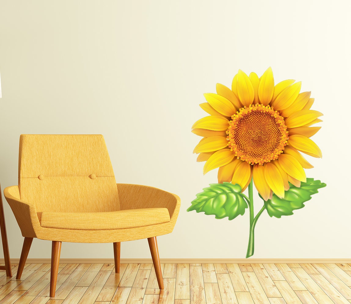 Sunflower Vinyl Wall Decal Art Decor Etsy