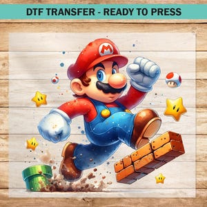 Super-Cartoon-DTF-Transfer, Bricks Movie DTF-Transfers bereit zum Pressen für Bekleidung, Videospiel-Charakter-Heißpress-T-Shirts für Kinder