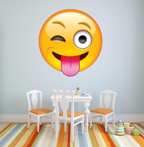 Emoji Wand Aufkleber lachenden Gesicht Wandkunst Emoji Sticker druckbare  Emojis Smiley Wand Design lachenden Gesicht Vinyl-Aufkleber - .de