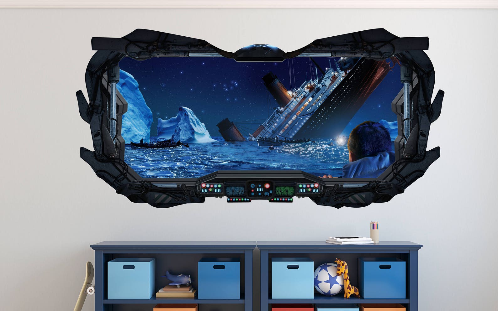 Titanic View 3D Spaceship Window Wall Decal - Sinking of the Titanic ...