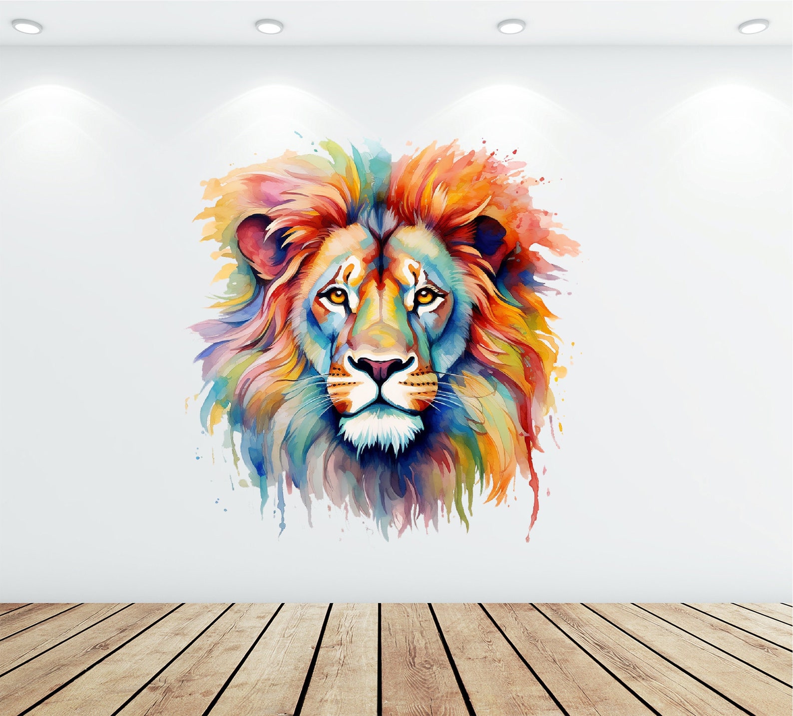 Colorful Lion Wall Decal - Jungle Animal Art Decor - Wall Sticker ...