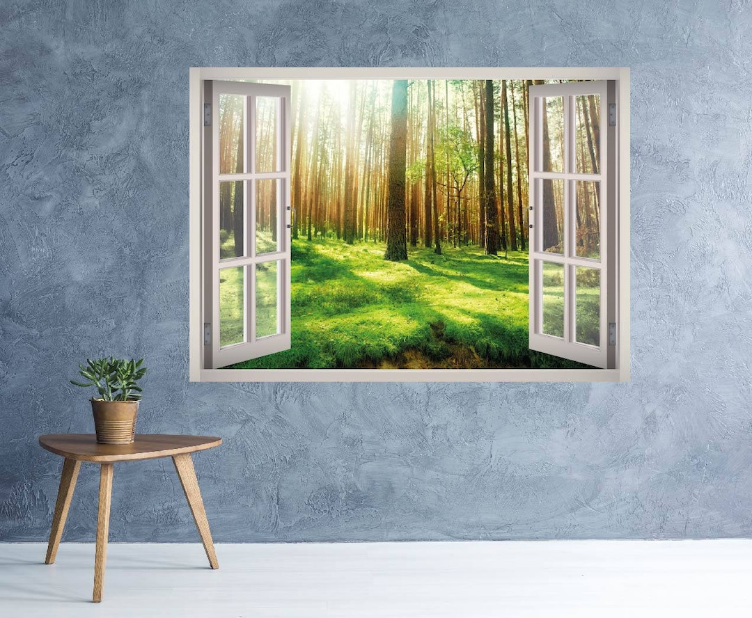 Forest Wall Decal Woodland Trees Wall Art Forest 3D Window Wall Decal