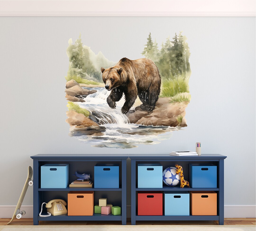 Bear Wall Decal - Woodland Animal Theme Decor - Majestic Bear Wall Art ...