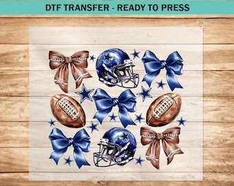Trasferimento DTF dell&#39;arco di coquette da cowboy, Dtf di football americano, stampa dell&#39;arco di coquette di calcio Dtf pronto per la stampa, camicia con fiocco da cowboy, stagione calcistica